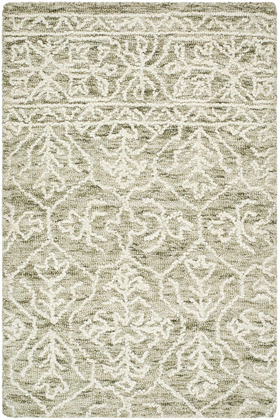 Yadid Traditional Green And White Wool Area Rug - The Rug Decor