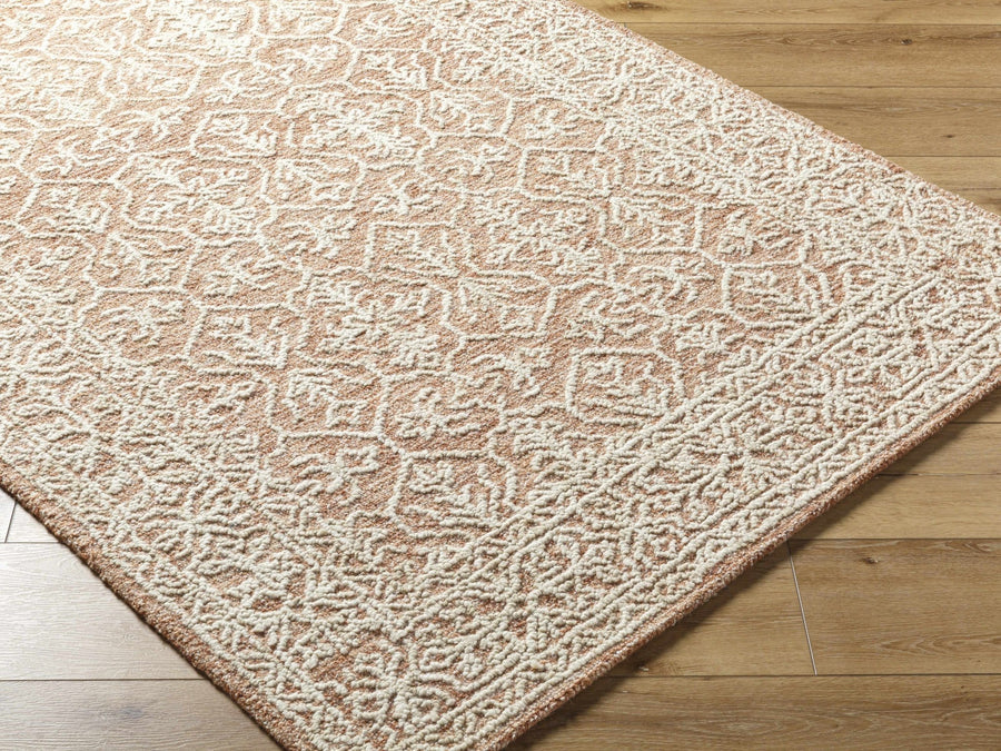 Yadid Traditional Trellis Tan And Ivory Wool Area Rug - The Rug Decor