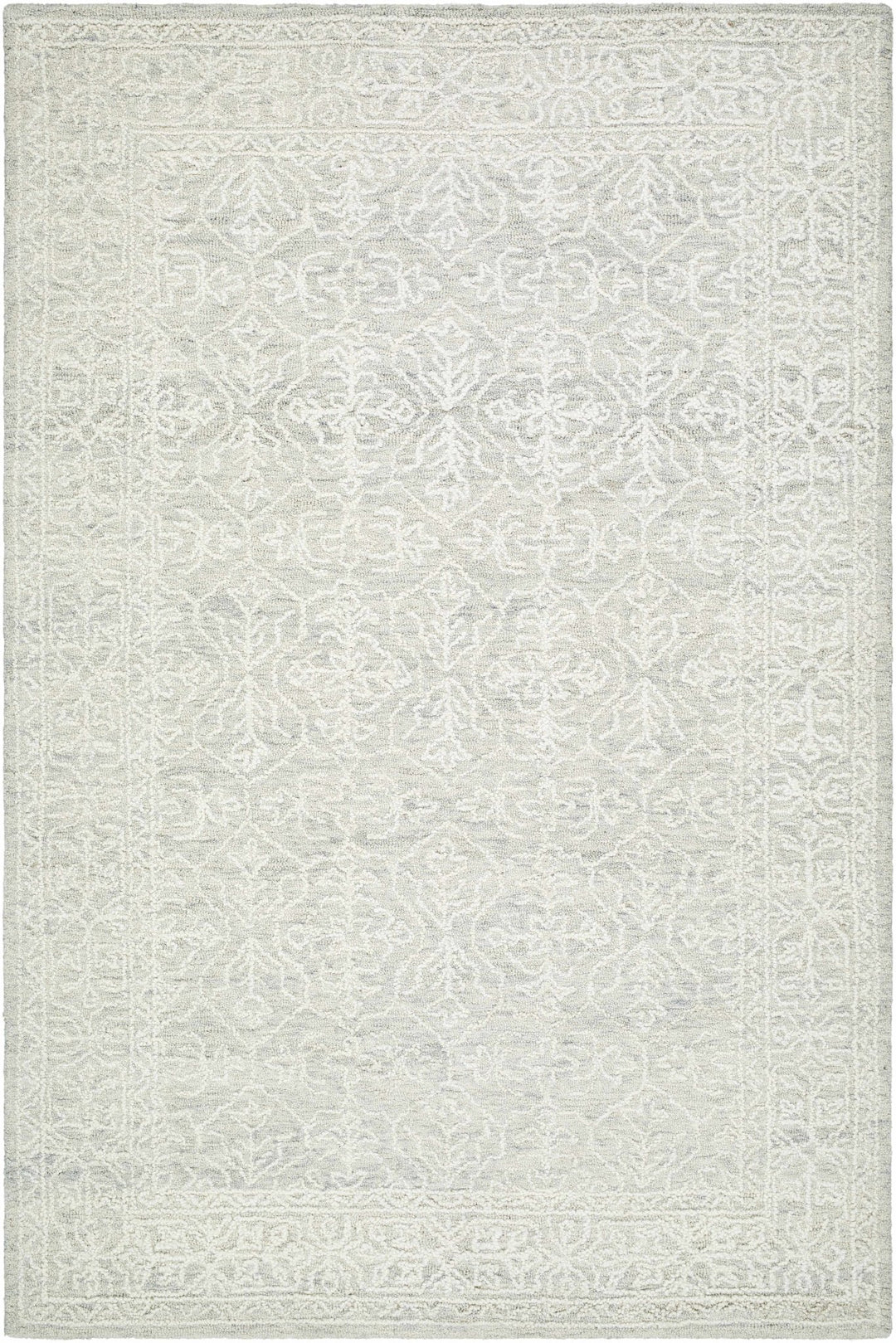Yadid Traditional White And Gray Wool Area Rug - The Rug Decor