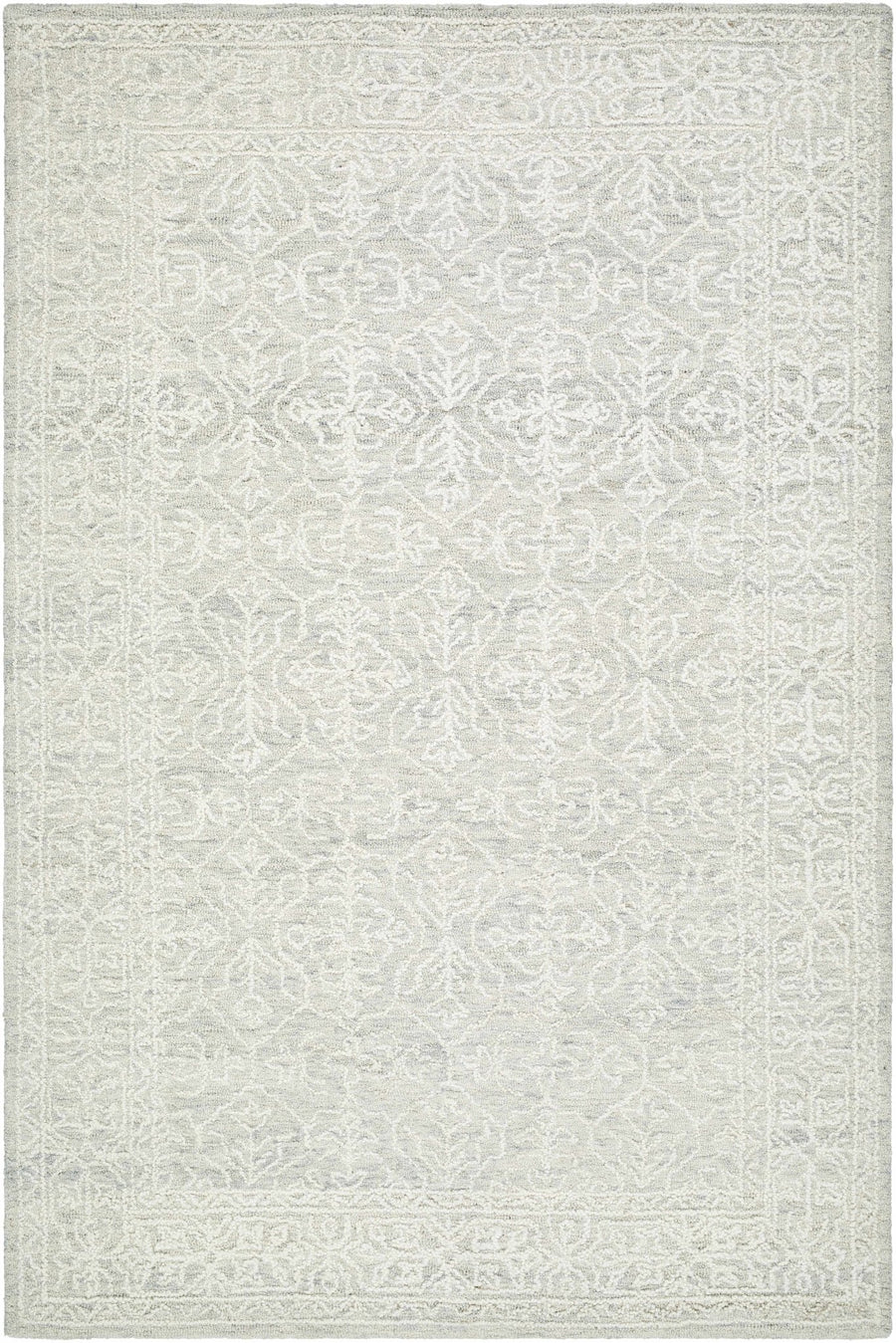 Yadid Traditional White And Gray Wool Area Rug - The Rug Decor