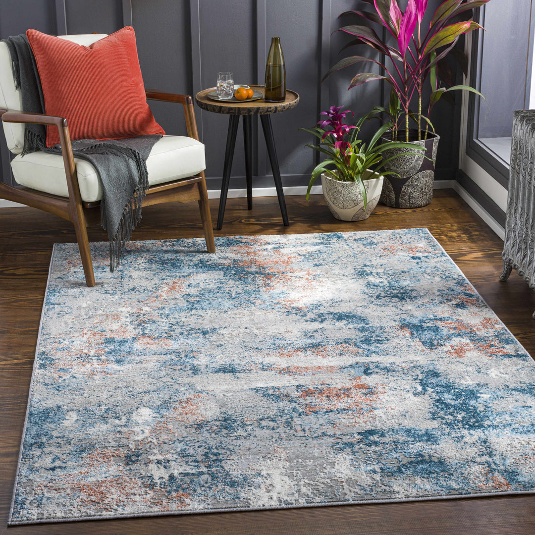 Yakutiye Contemporary Style Gray And Blue Area Rug