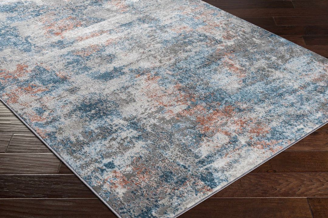 Yakutiye Contemporary Style Gray And Blue Area Rug - The Rug Decor