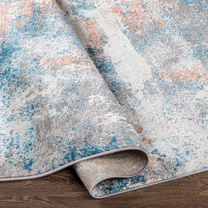 Yakutiye Contemporary Style Gray And Blue Area Rug - The Rug Decor