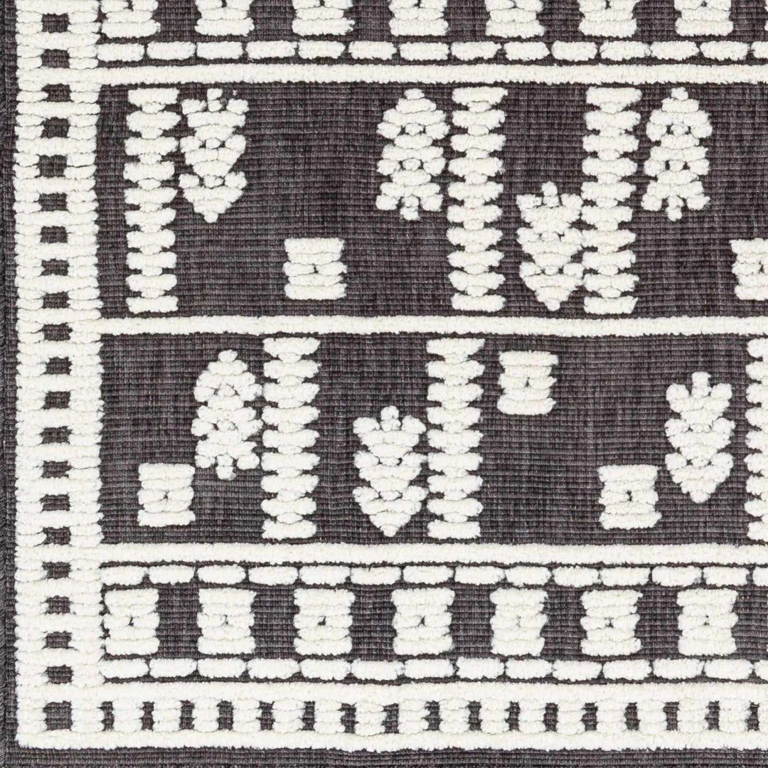 Yama Modern Tribal Design Charcoal And Ivory Washable Rug - The Rug Decor