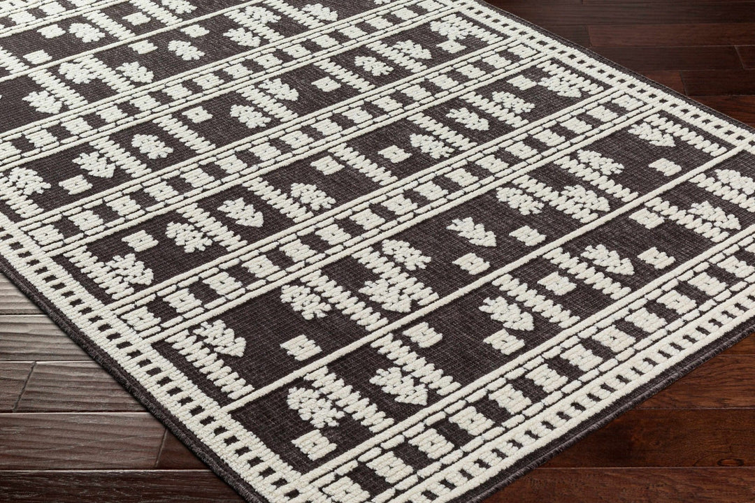 Yama Modern Tribal Design Charcoal And Ivory Washable Rug - The Rug Decor