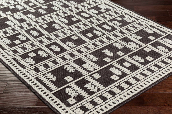 Yama Modern Tribal Design Charcoal And Ivory Washable Rug - The Rug Decor