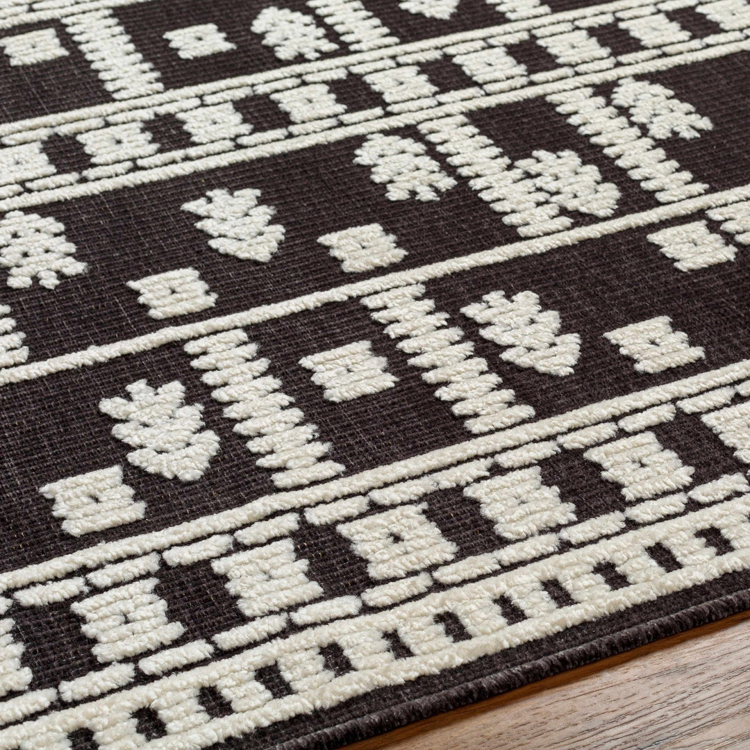 Yama Modern Tribal Design Charcoal And Ivory Washable Rug - The Rug Decor
