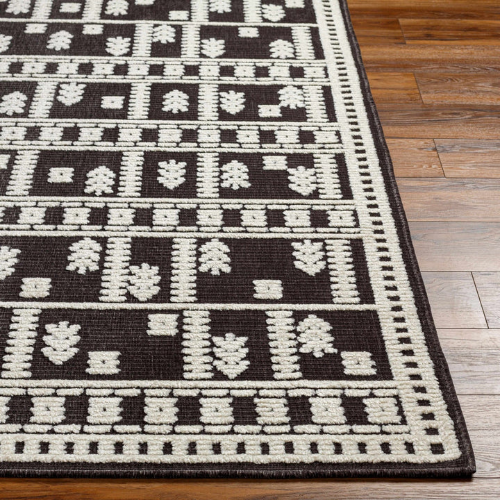 Yama Modern Tribal Design Charcoal And Ivory Washable Rug - The Rug Decor