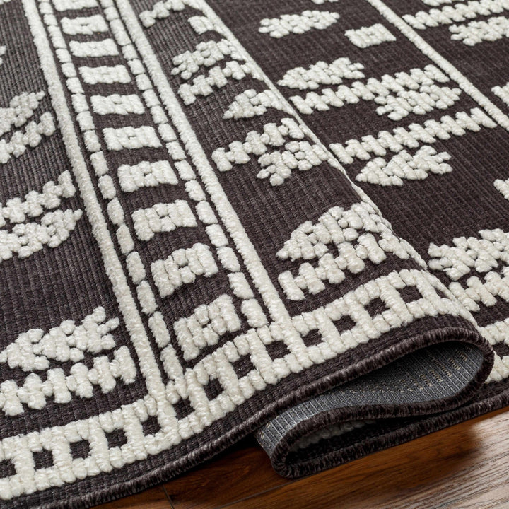 Yama Modern Tribal Design Charcoal And Ivory Washable Rug - The Rug Decor