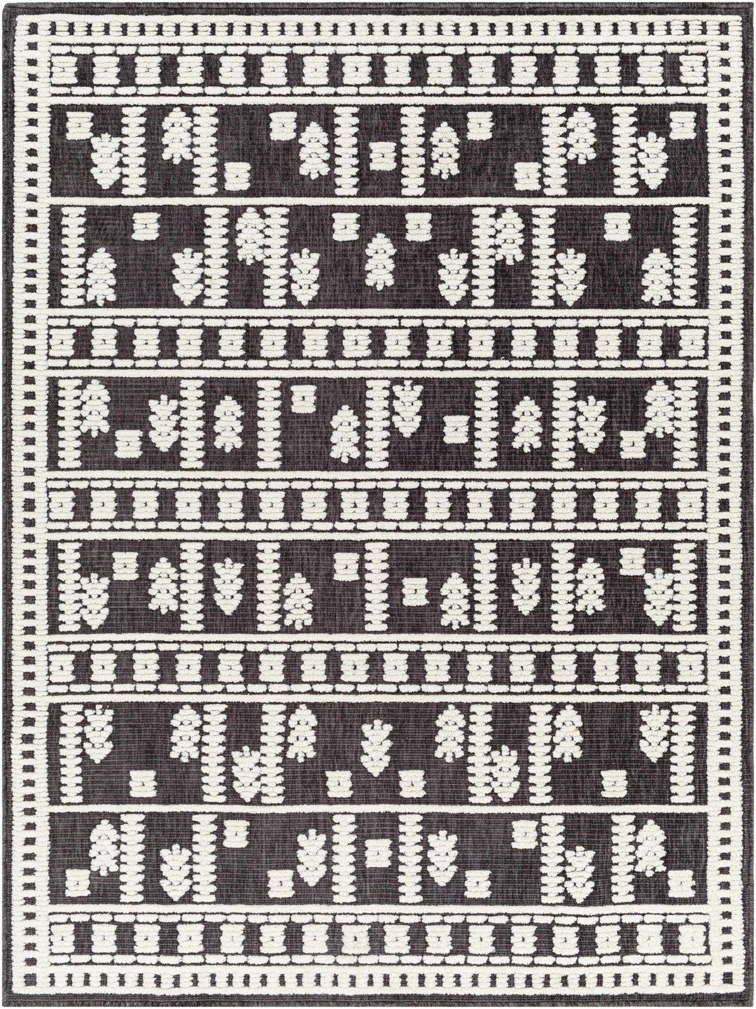 Yama Modern Tribal Design Charcoal And Ivory Washable Rug - The Rug Decor