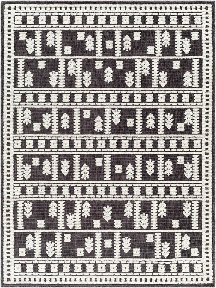 Yama Modern Tribal Design Charcoal And Ivory Washable Rug - The Rug Decor
