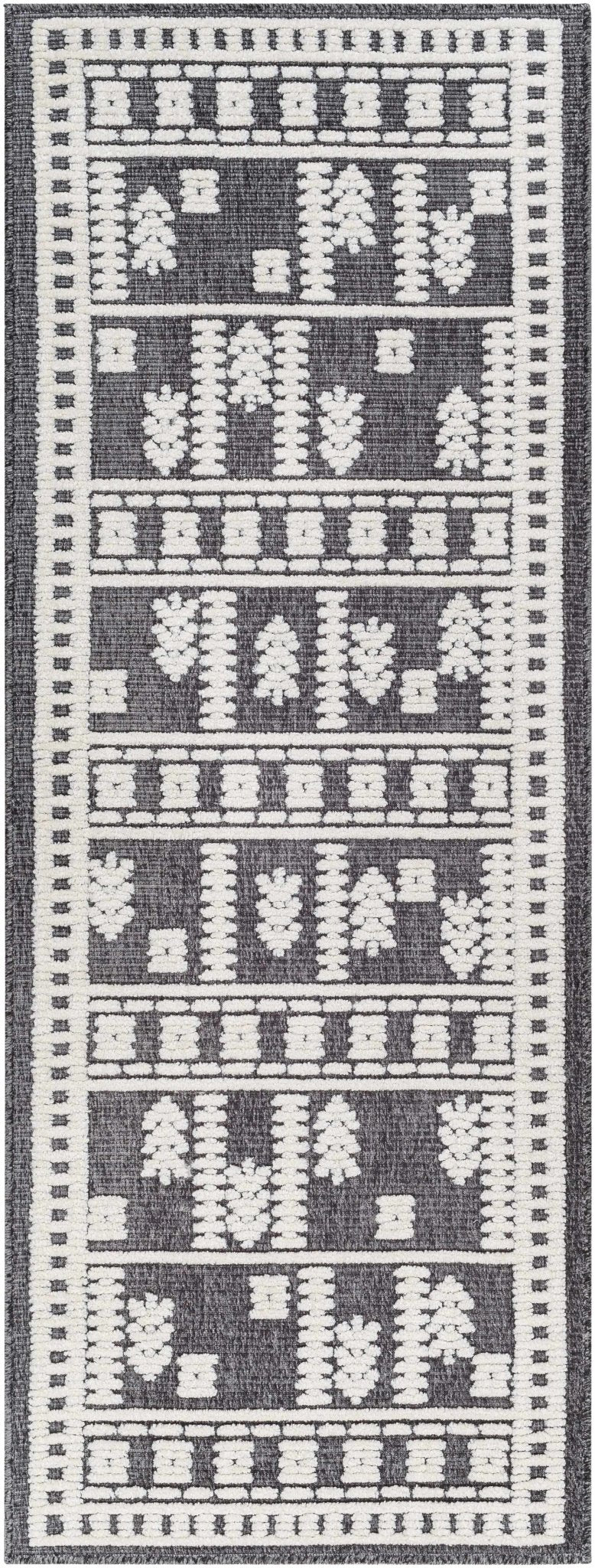 Yama Modern Tribal Design Charcoal And Ivory Washable Rug - The Rug Decor