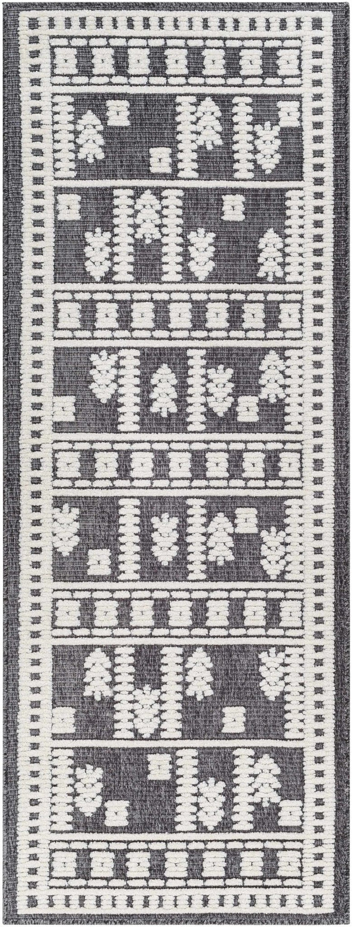 Yama Modern Tribal Design Charcoal And Ivory Washable Rug - The Rug Decor