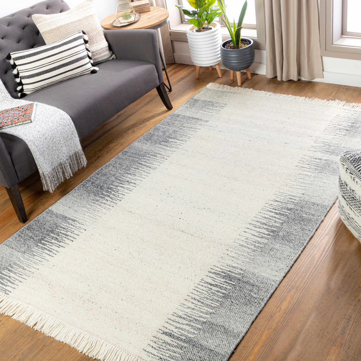 Yamachiche Modern Style Ivory And Charcoal Hand Woven Area Rug