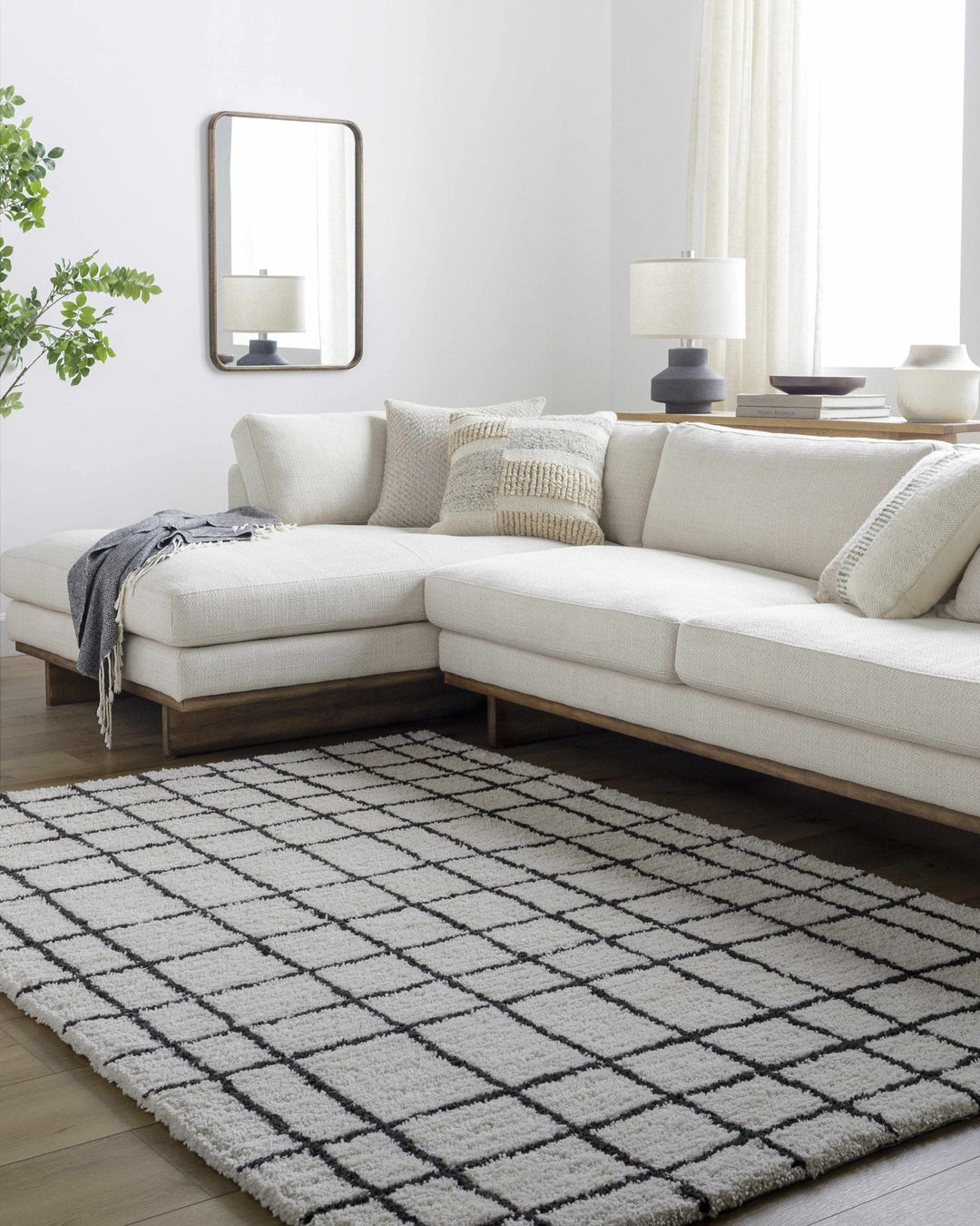 Yaotl Contemporary Checkered Pattern Black Hand Tufted Area Rug - The Rug Decor
