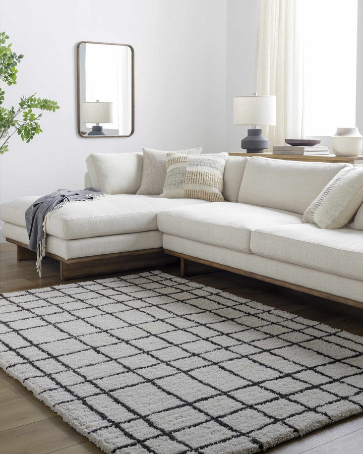 Yaotl Contemporary Checkered Pattern Black Hand Tufted Area Rug - The Rug Decor