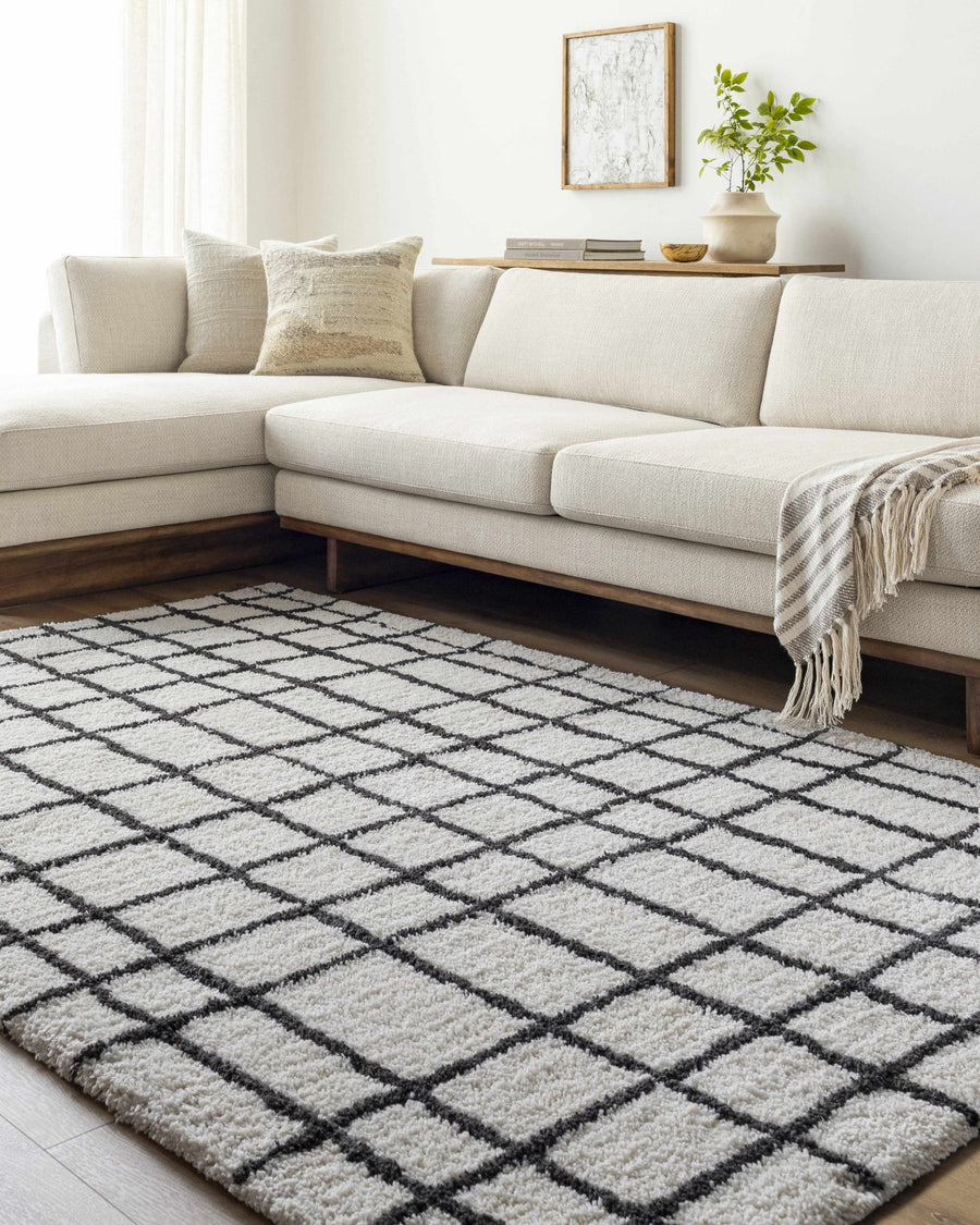 Yaotl Contemporary Checkered Pattern Black Hand Tufted Area Rug - The Rug Decor