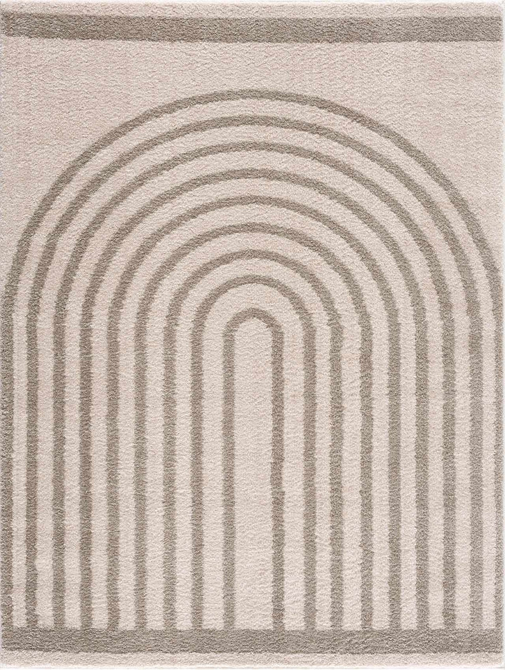 Yasuo Modern Geometrical Beige And Gray Washable Area Rug - The Rug Decor