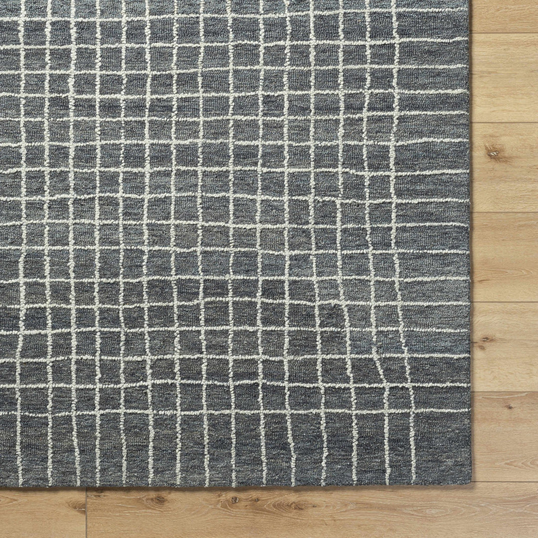 Yates Modern Checkered Pattern Charcoal Hand Tufted Wool Area Rug - The Rug Decor