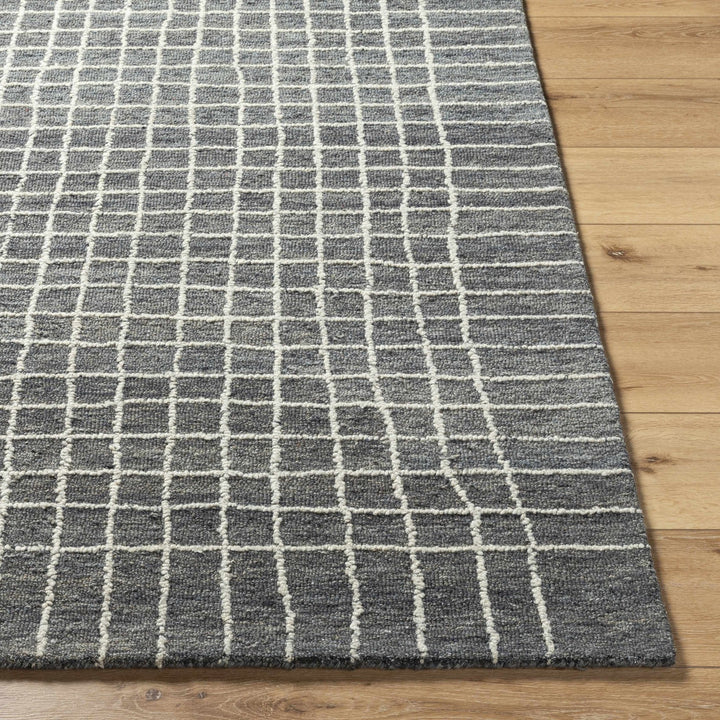 Yates Modern Checkered Pattern Charcoal Hand Tufted Wool Area Rug - The Rug Decor