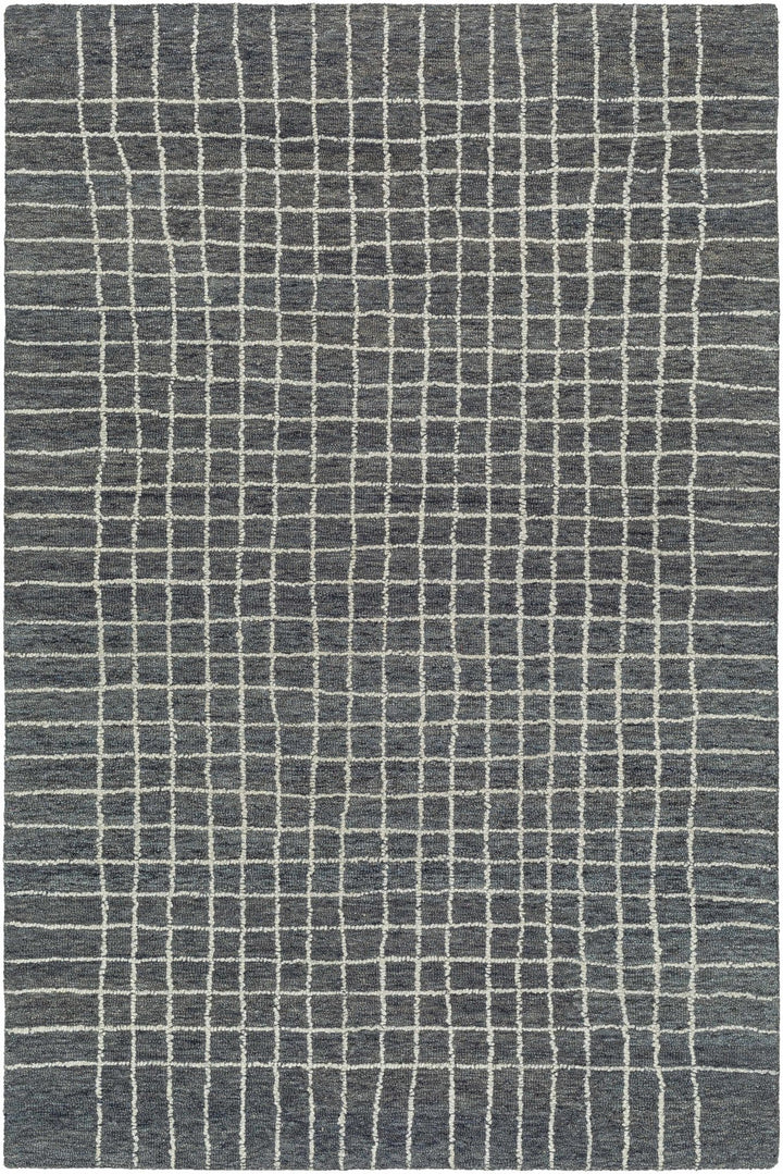 Yates Modern Checkered Pattern Charcoal Hand Tufted Wool Area Rug - The Rug Decor