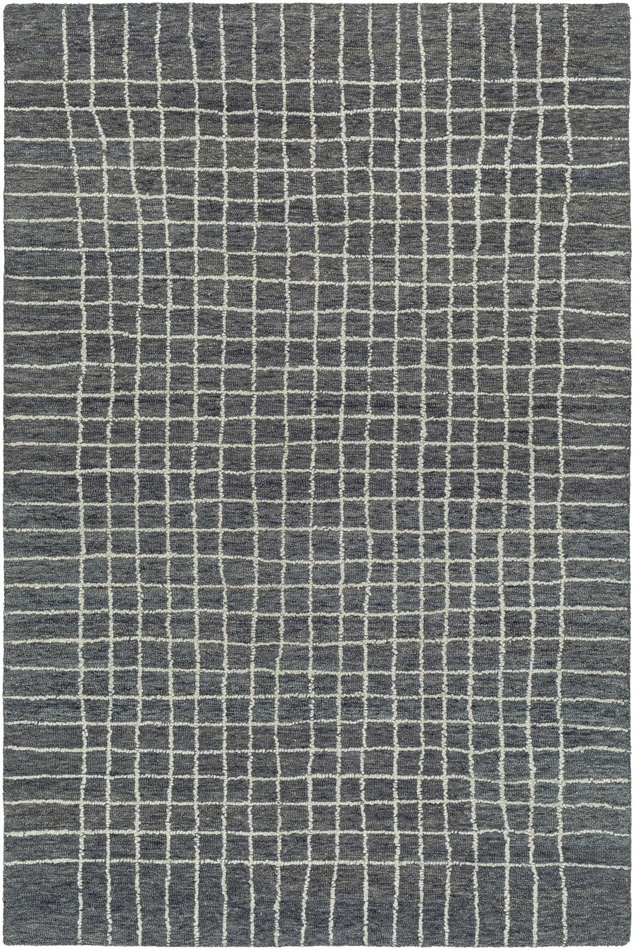 Yates Modern Checkered Pattern Charcoal Hand Tufted Wool Area Rug - The Rug Decor