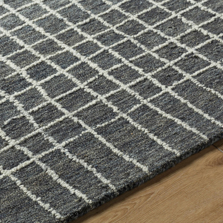 Yates Modern Checkered Pattern Charcoal Hand Tufted Wool Area Rug - The Rug Decor