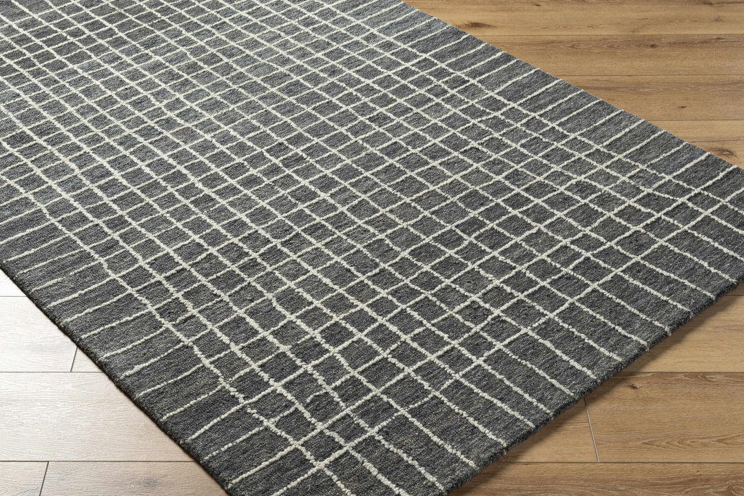 Yates Modern Checkered Pattern Charcoal Hand Tufted Wool Area Rug - The Rug Decor