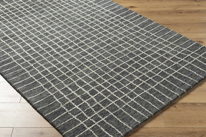 Yates Modern Checkered Pattern Charcoal Hand Tufted Wool Area Rug - The Rug Decor