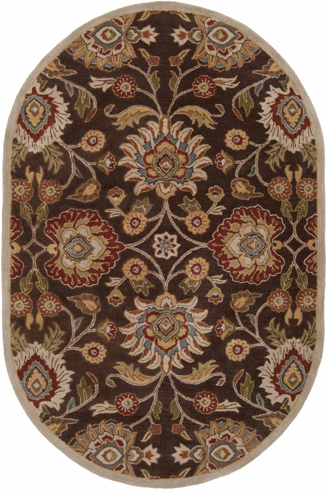 Yauco Traditional Brown And Rust Floral Hand Tufted Area Rug - The Rug Decor