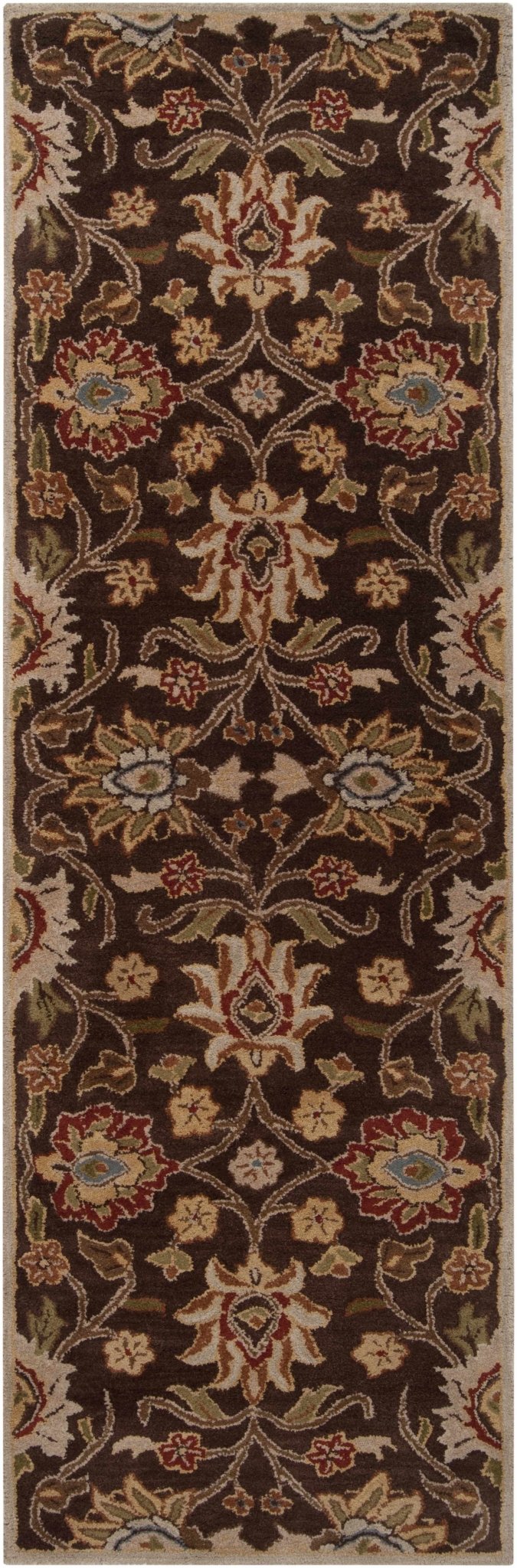 Yauco Traditional Brown And Rust Floral Hand Tufted Area Rug - The Rug Decor