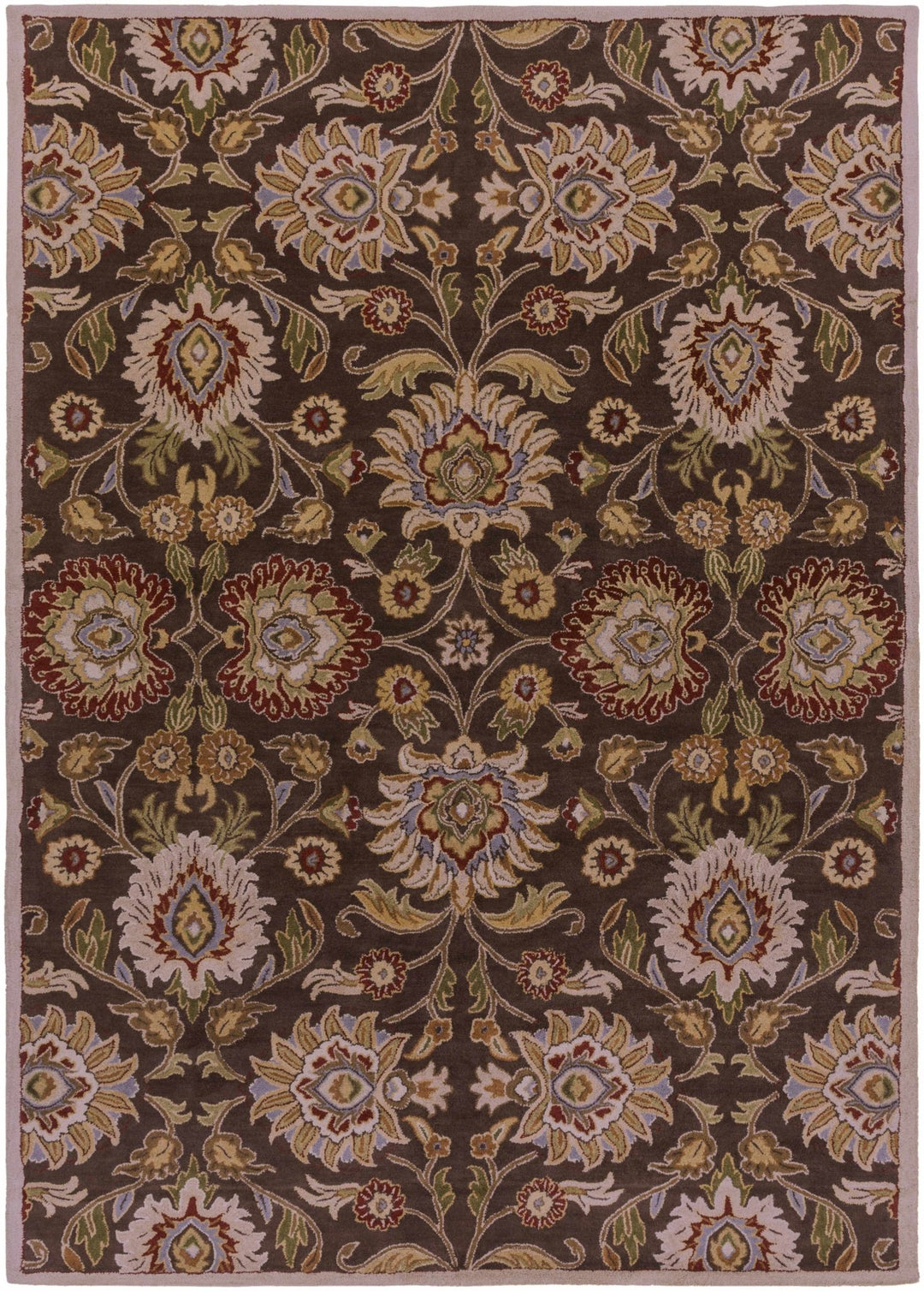 Yauco Traditional Brown And Rust Floral Hand Tufted Area Rug - The Rug Decor