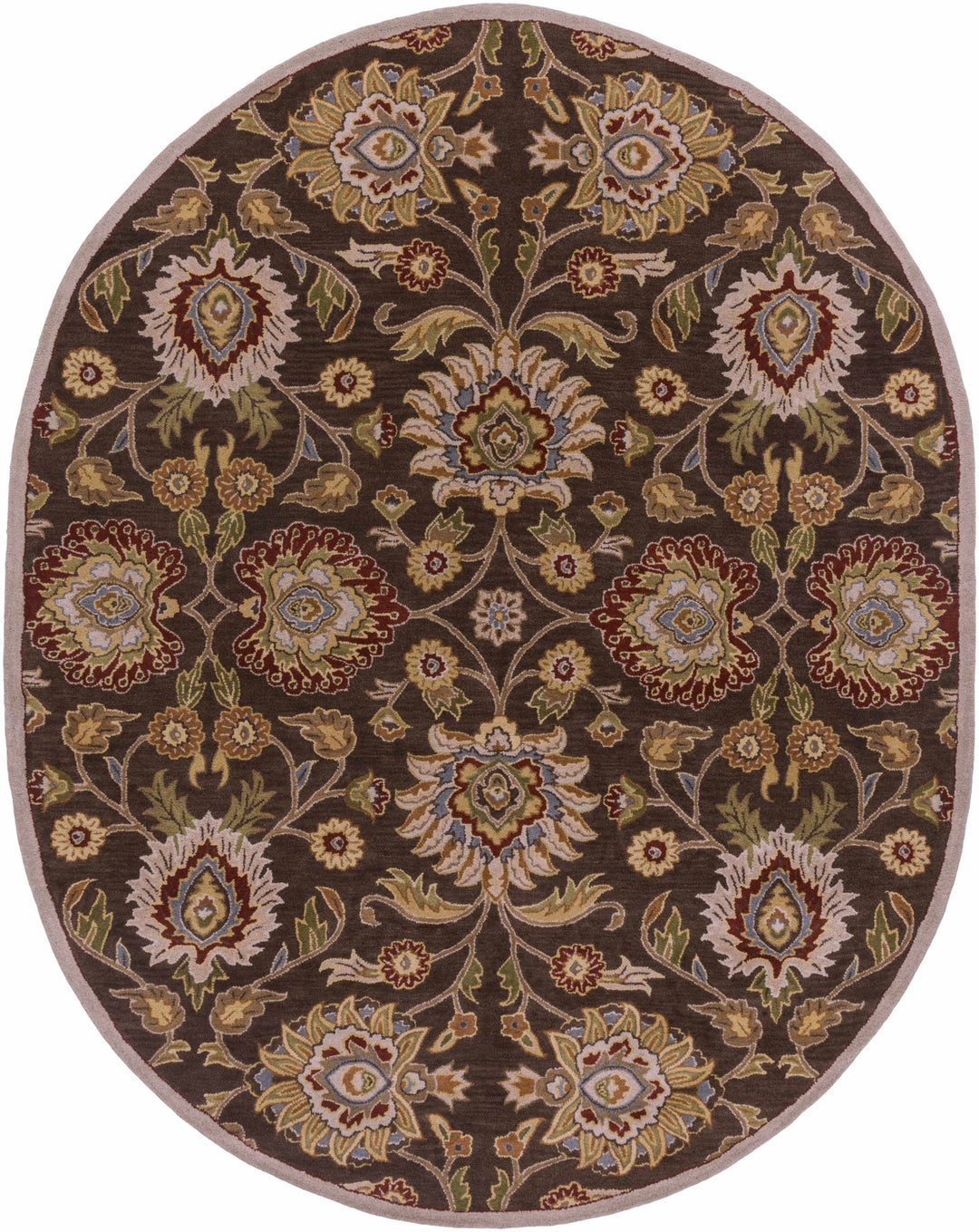 Yauco Traditional Brown And Rust Floral Hand Tufted Area Rug - The Rug Decor