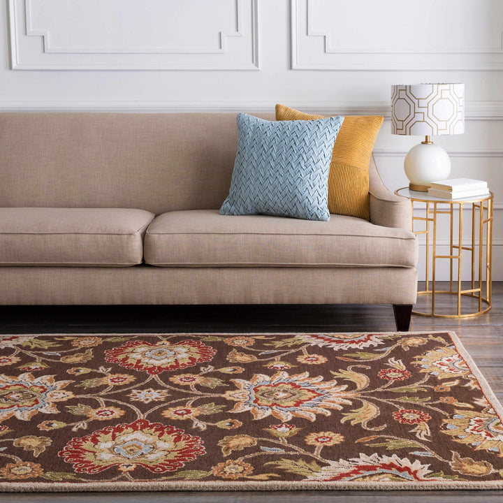 Yauco Traditional Brown And Rust Floral Hand Tufted Area Rug - The Rug Decor