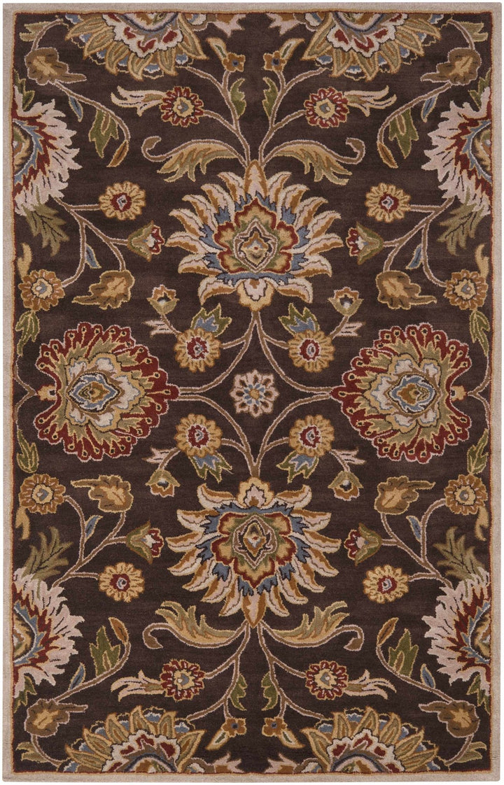 Yauco Traditional Brown And Rust Floral Hand Tufted Area Rug - The Rug Decor