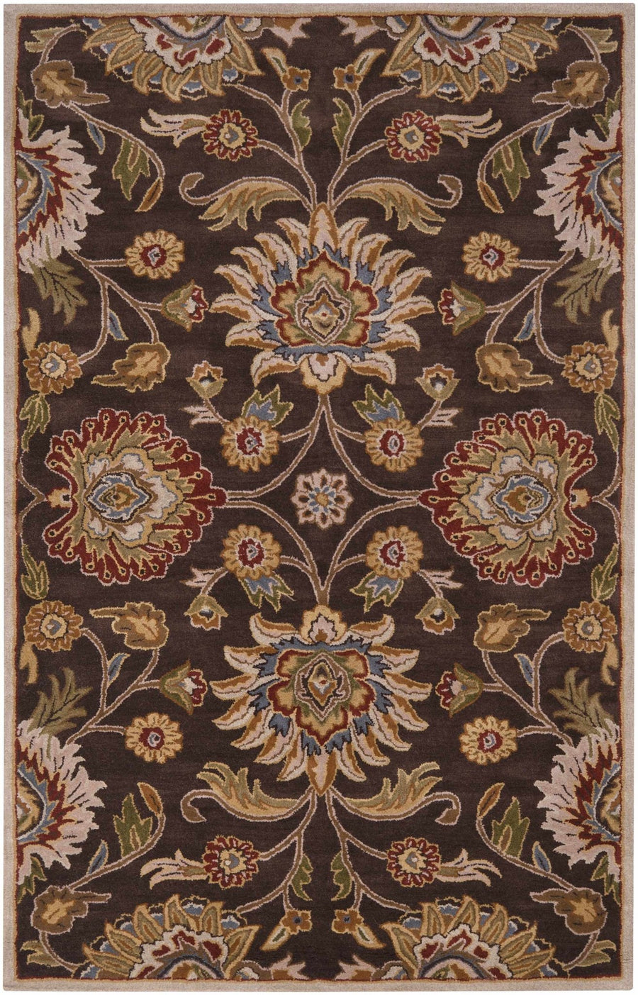 Yauco Traditional Brown And Rust Floral Hand Tufted Area Rug - The Rug Decor