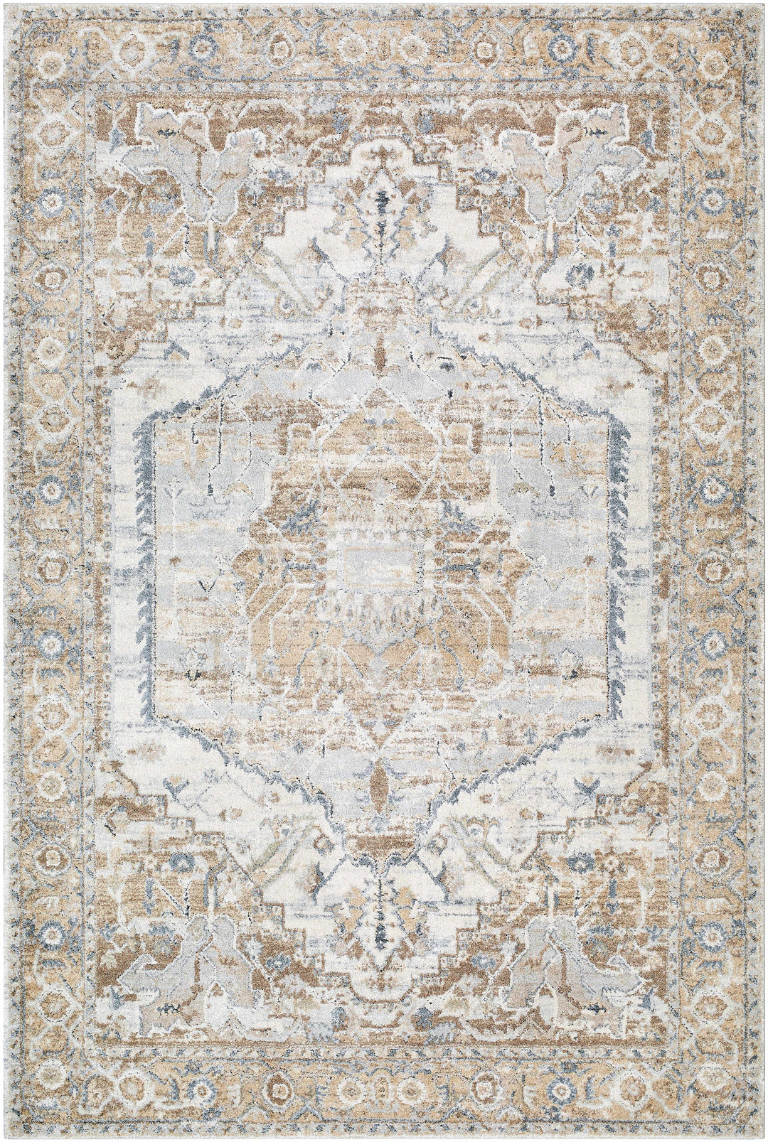 Traditional Style Beige Machine Woven Rug