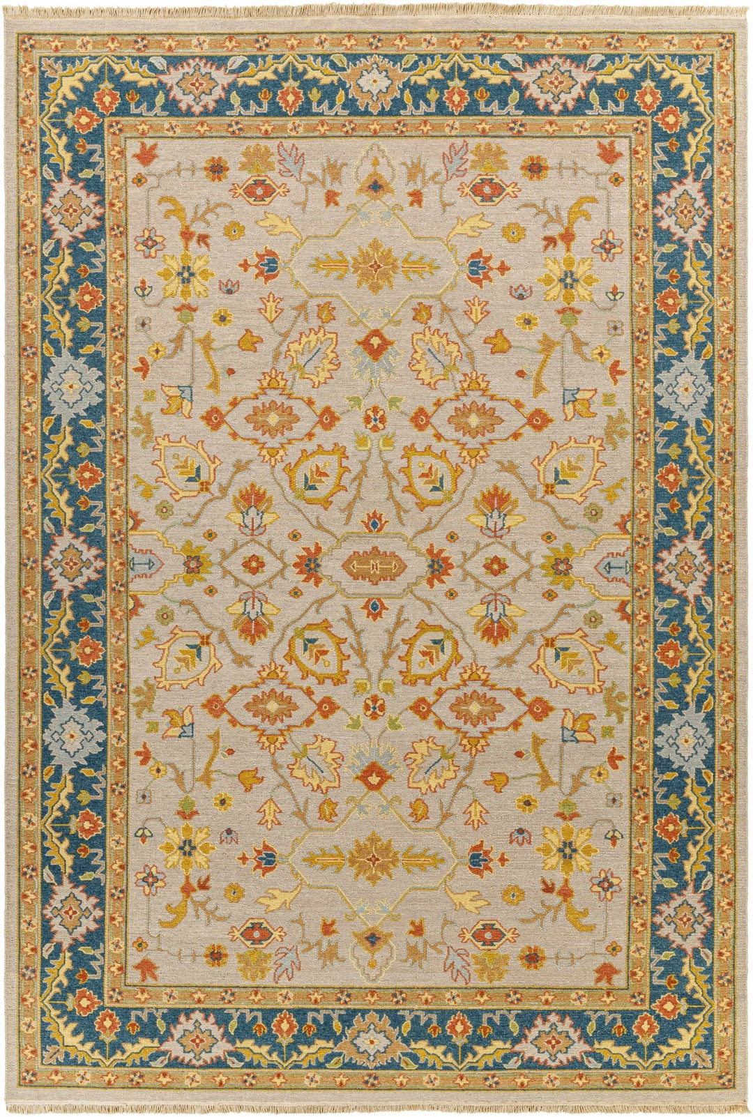 Yenimahalle Traditional Beige And Teal Premium Rug - The Rug Decor