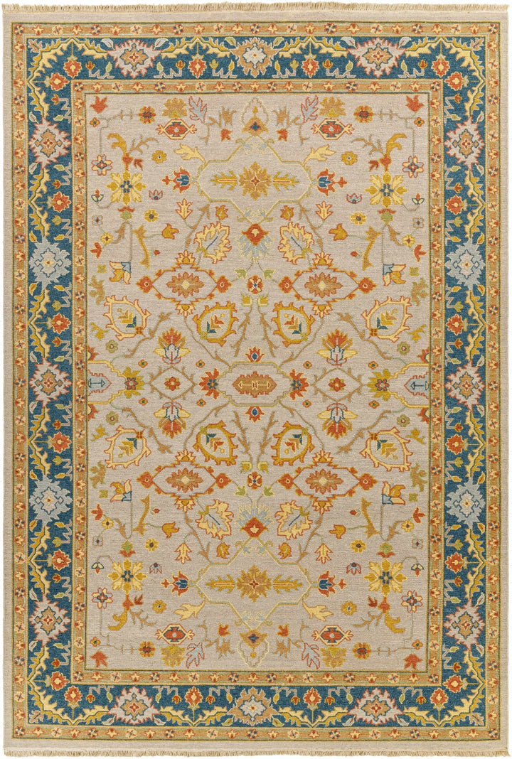 Yenimahalle Traditional Beige And Teal Premium Rug - The Rug Decor