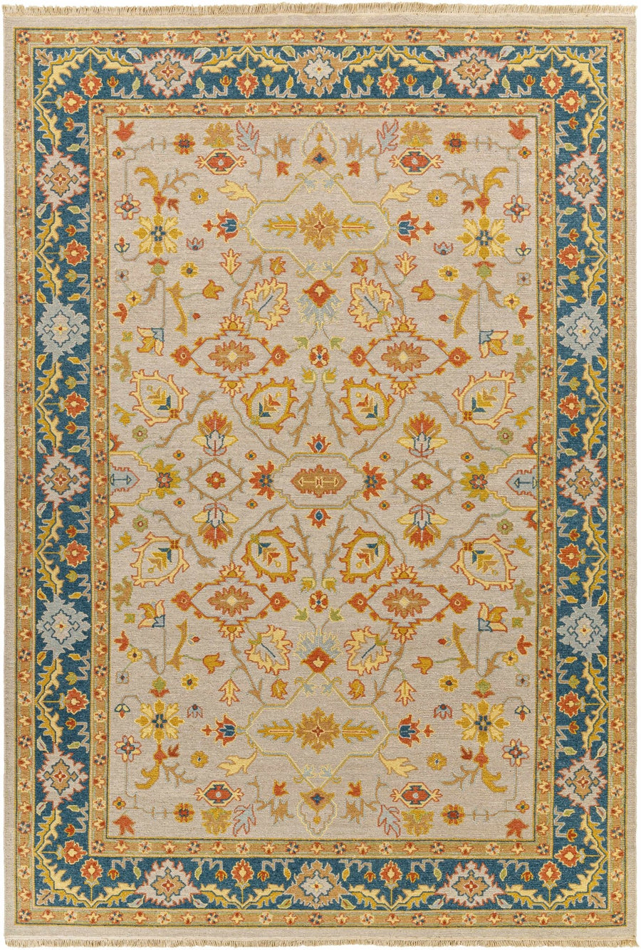 Yenimahalle Traditional Beige And Teal Premium Rug - The Rug Decor
