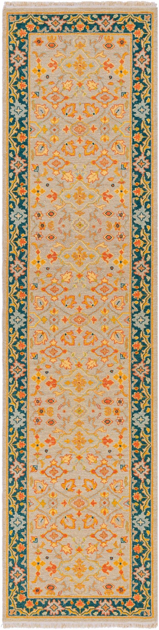 Yenimahalle Traditional Beige And Teal Premium Rug - The Rug Decor