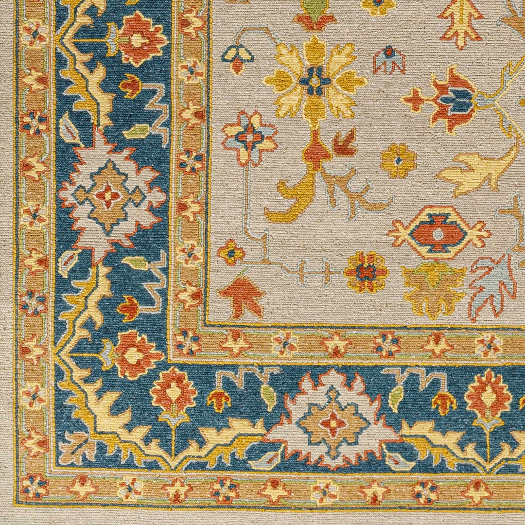 Yenimahalle Traditional Beige And Teal Premium Rug - The Rug Decor