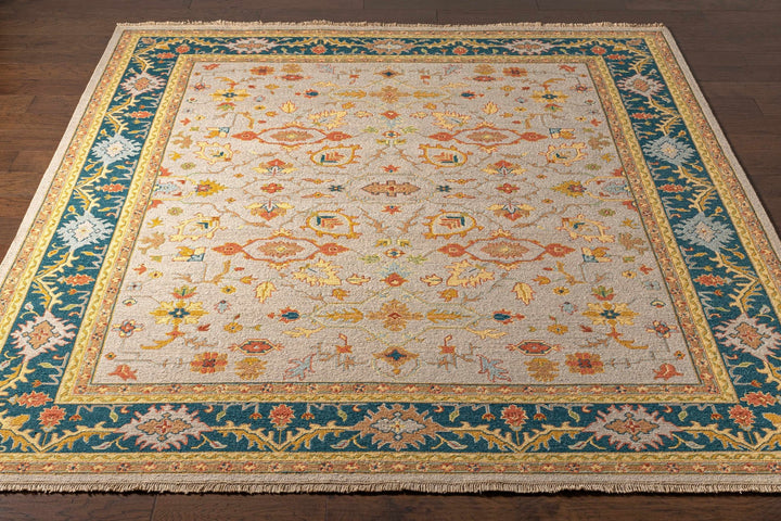 Yenimahalle Traditional Beige And Teal Premium Rug - The Rug Decor