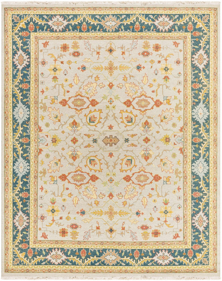 Yenimahalle Traditional Beige And Teal Premium Rug - The Rug Decor