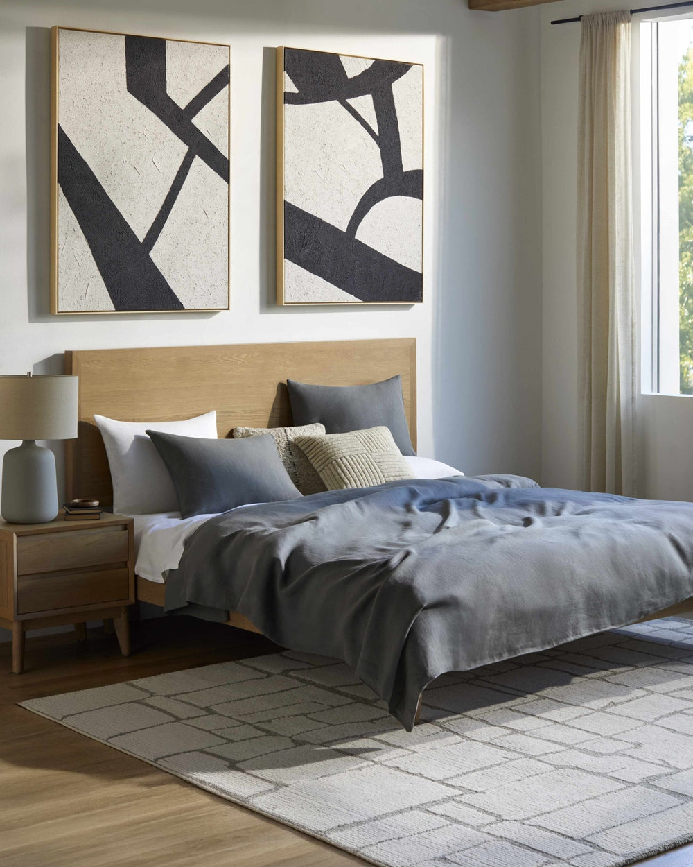 Yetty Contemporary Geometrical Ivory And Gray Rug - The Rug Decor