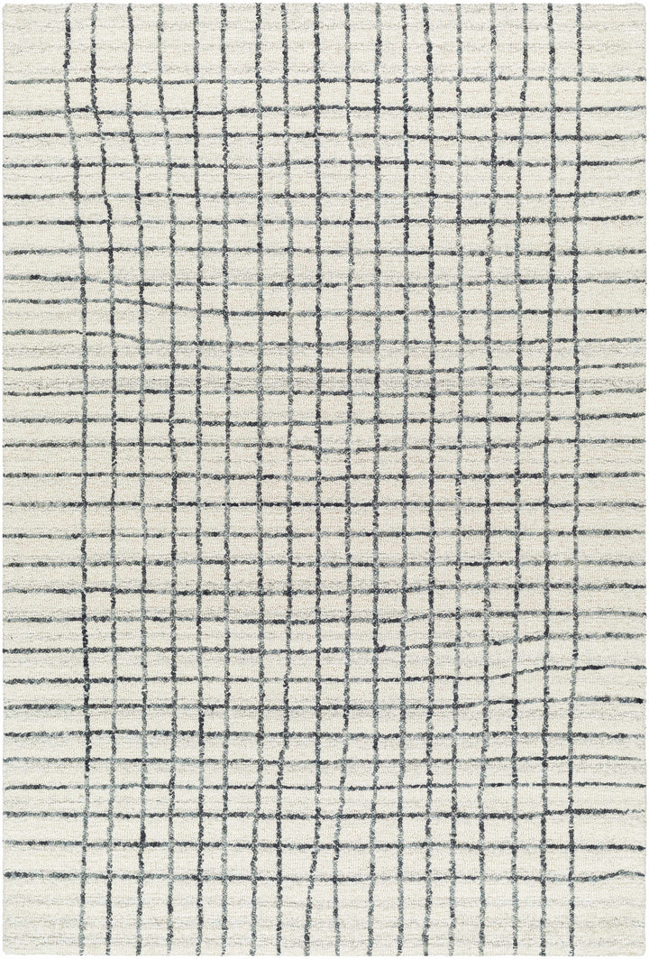Yates Contemporary Geometrical Ivory Hand Tufted Wool Area Rug