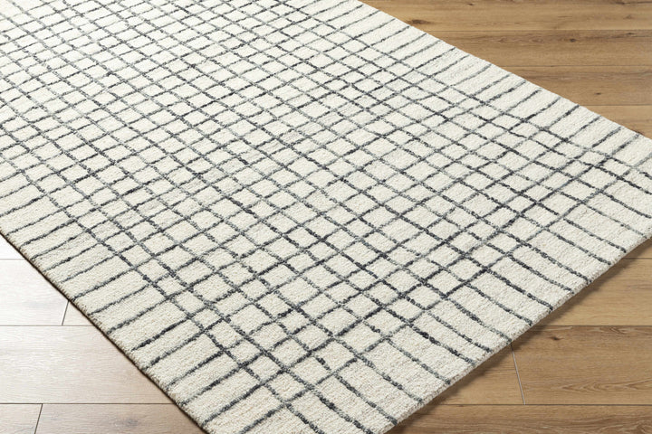 Yates Contemporary Geometrical Ivory Hand Tufted Wool Area Rug