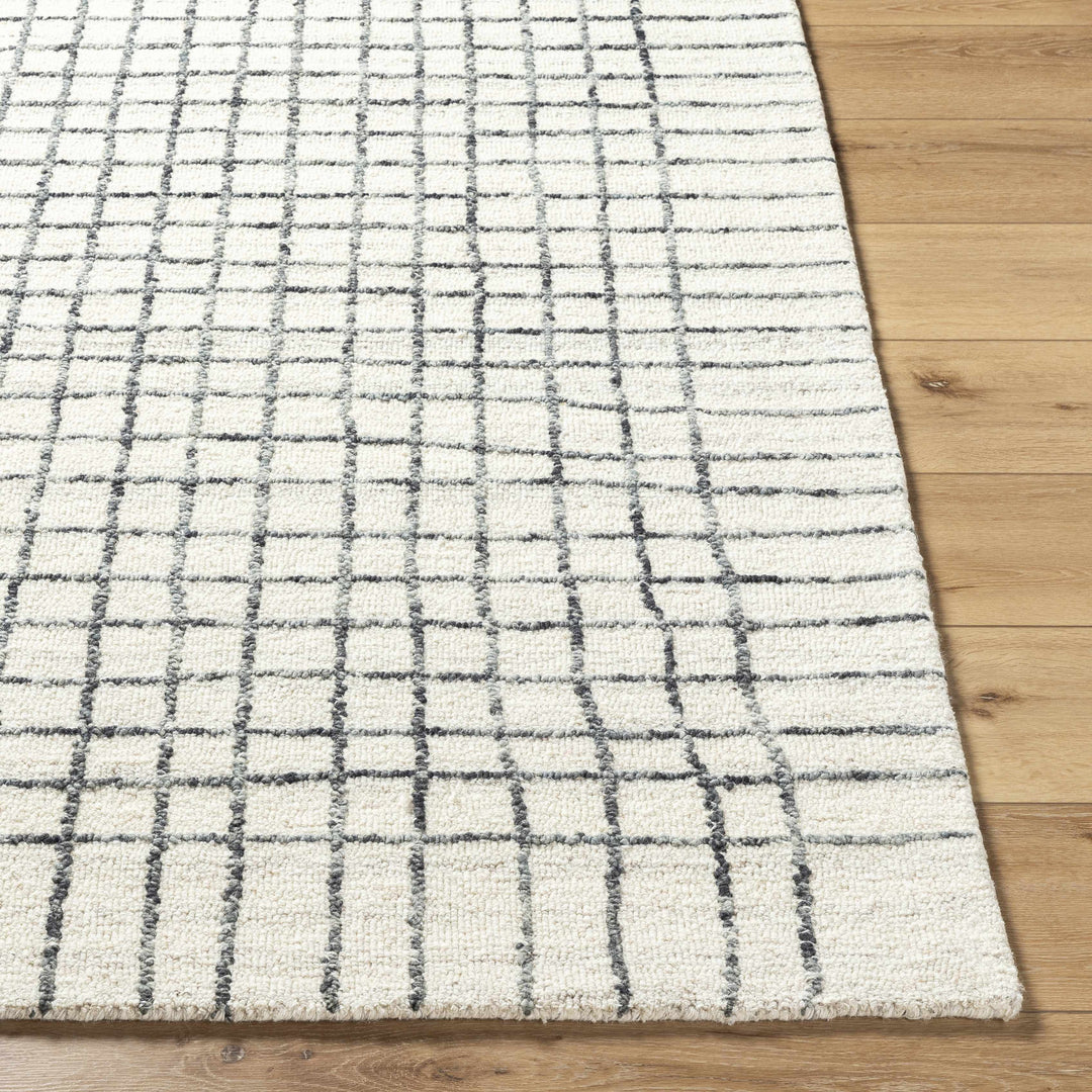 Yates Contemporary Geometrical Ivory Hand Tufted Wool Area Rug