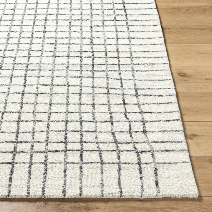 Yates Contemporary Geometrical Ivory Hand Tufted Wool Area Rug