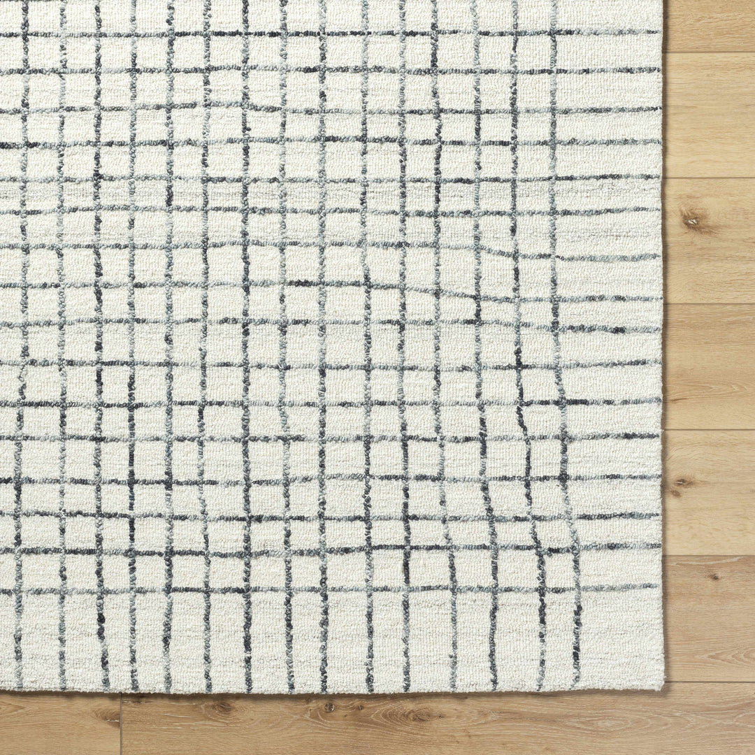 Yates Contemporary Geometrical Ivory Hand Tufted Wool Area Rug